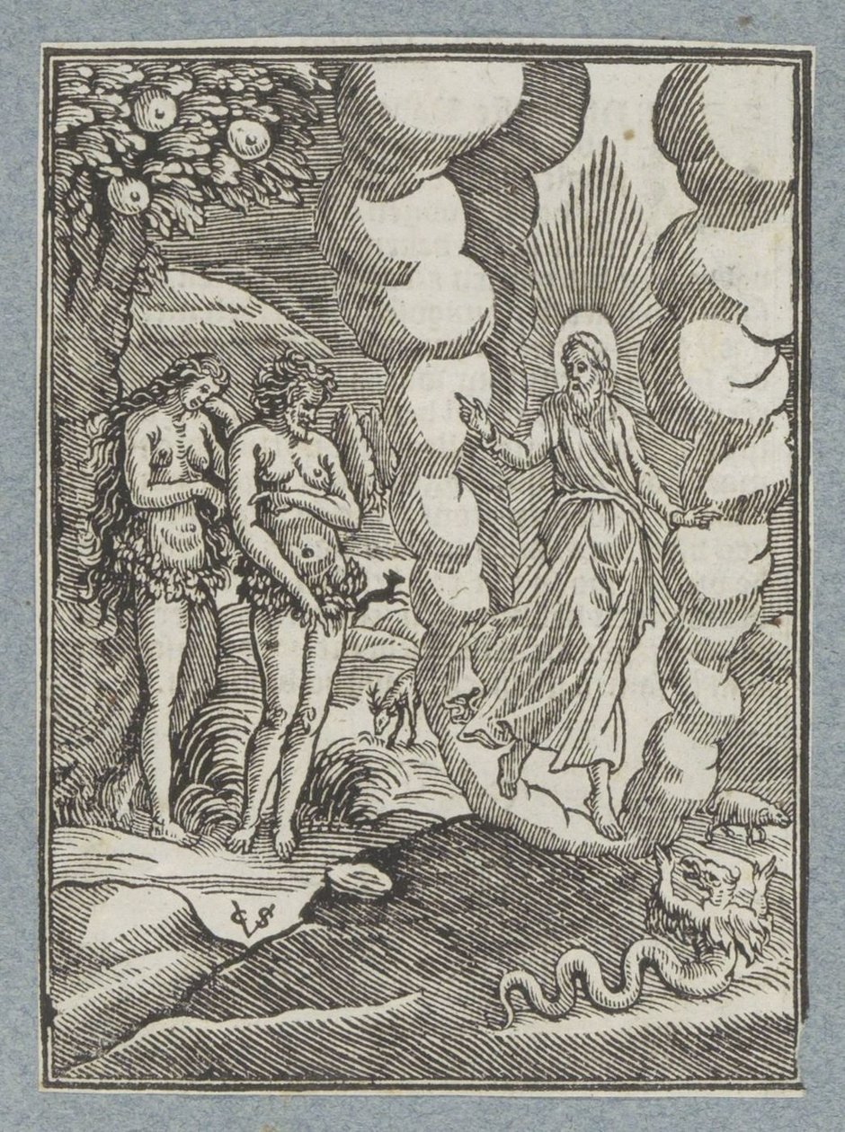 Adam en Eva schamen zich voor hun naaktheid - Christoffel van Sichem (II)
