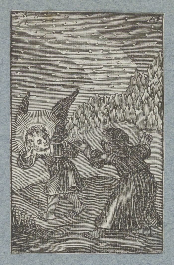 Ange avec une lanterne montrant le chemin à un enfant - Christoffel van Sichem (II)