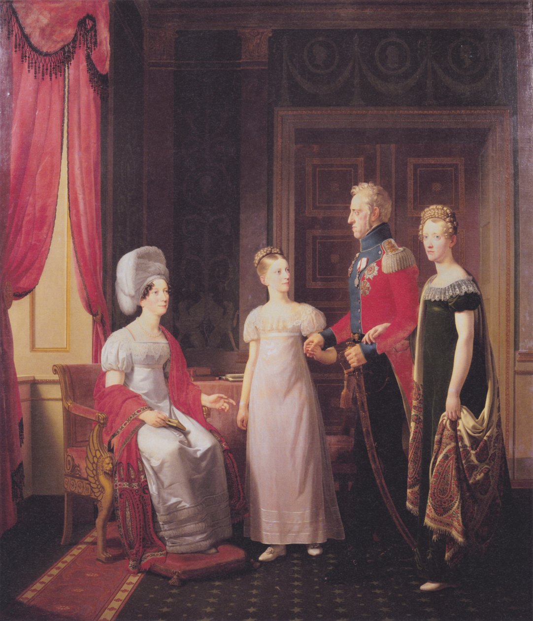Frédéric VI et la reine Marie avec les princesses Caroline et Vilhelmine - Christoffer Wilhelm Eckersberg