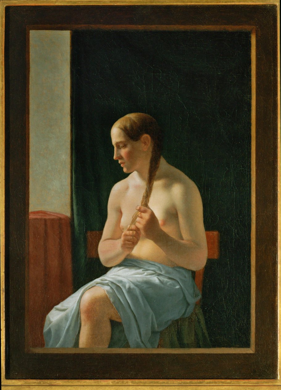 Nu assis (peinture sur toile) - Christoffer Wilhelm Eckersberg