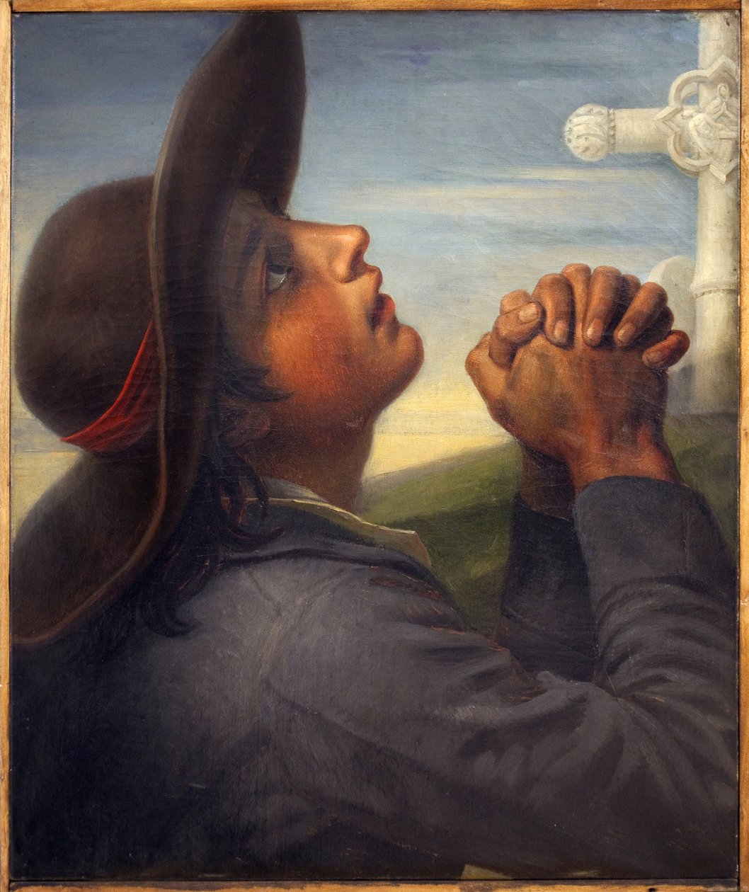 Tête de paysan vendue. Peinture de Thomas Degeorge (1786-1854), vers 1830, étude pour la peinture La Mort de Bonchamp. Art français - Christophe Thomas Degeorge