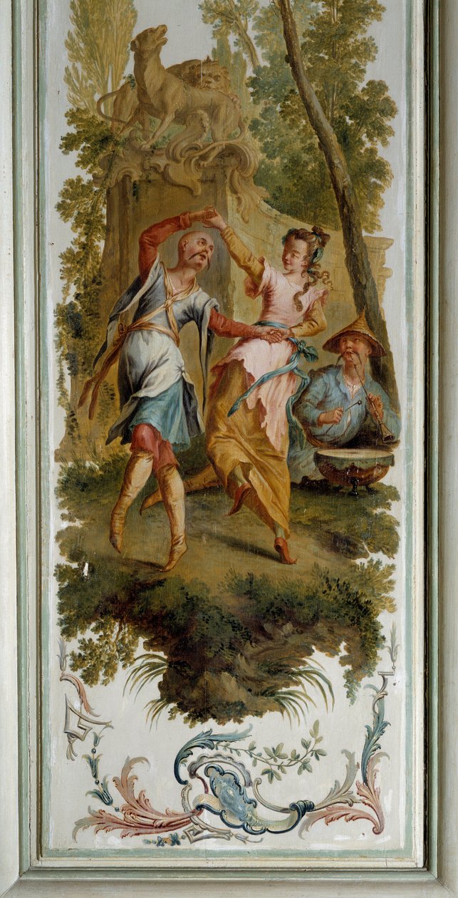 Chinoiserie : Scène de danse, panneau du grand salon du château de Champs-sur-Marne - Christophe Huet