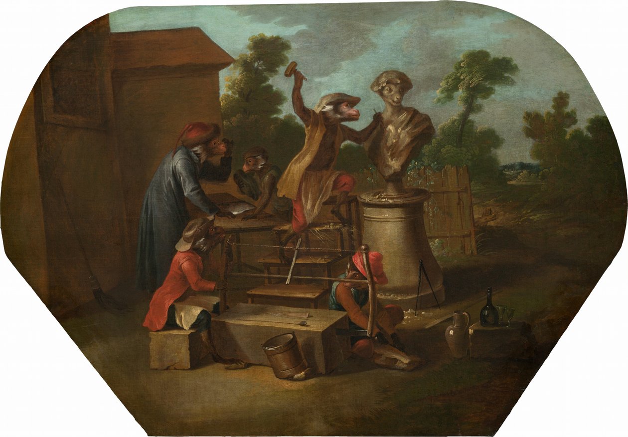 Singerie : Le sculpteur, vers 1739 (huile sur toile) - Christophe Huet