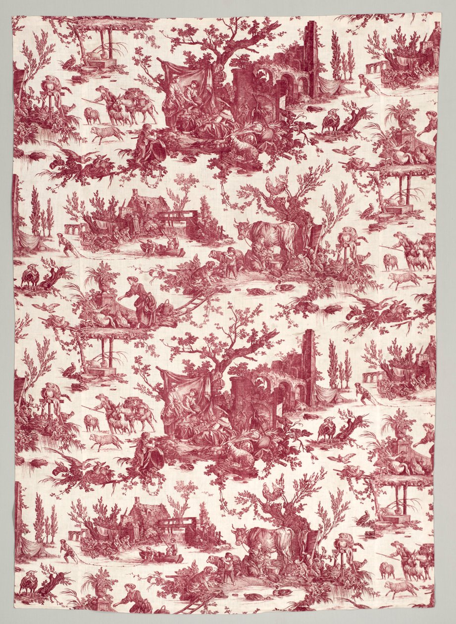 Bande de coton imprimée à la plaque de cuivre avec le design Les plaisirs de la ferme, 1785-1790 - Christophe Philippe Oberkampf