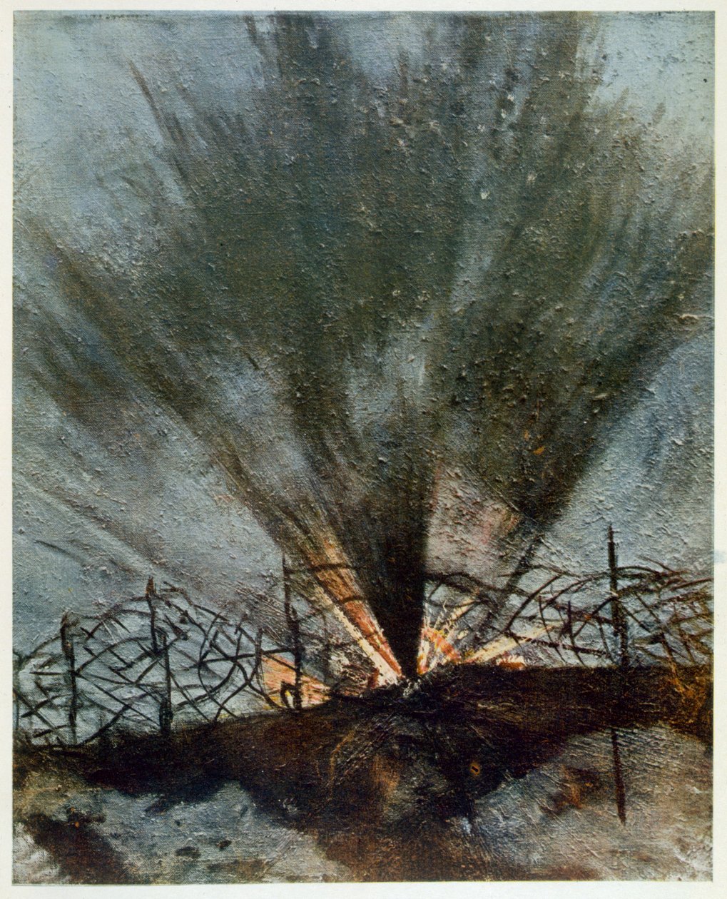 Obus éclatant, des Artistes britanniques au front, continuation du Front occidental, 1918 - Christopher Richard Wynne Nevinson