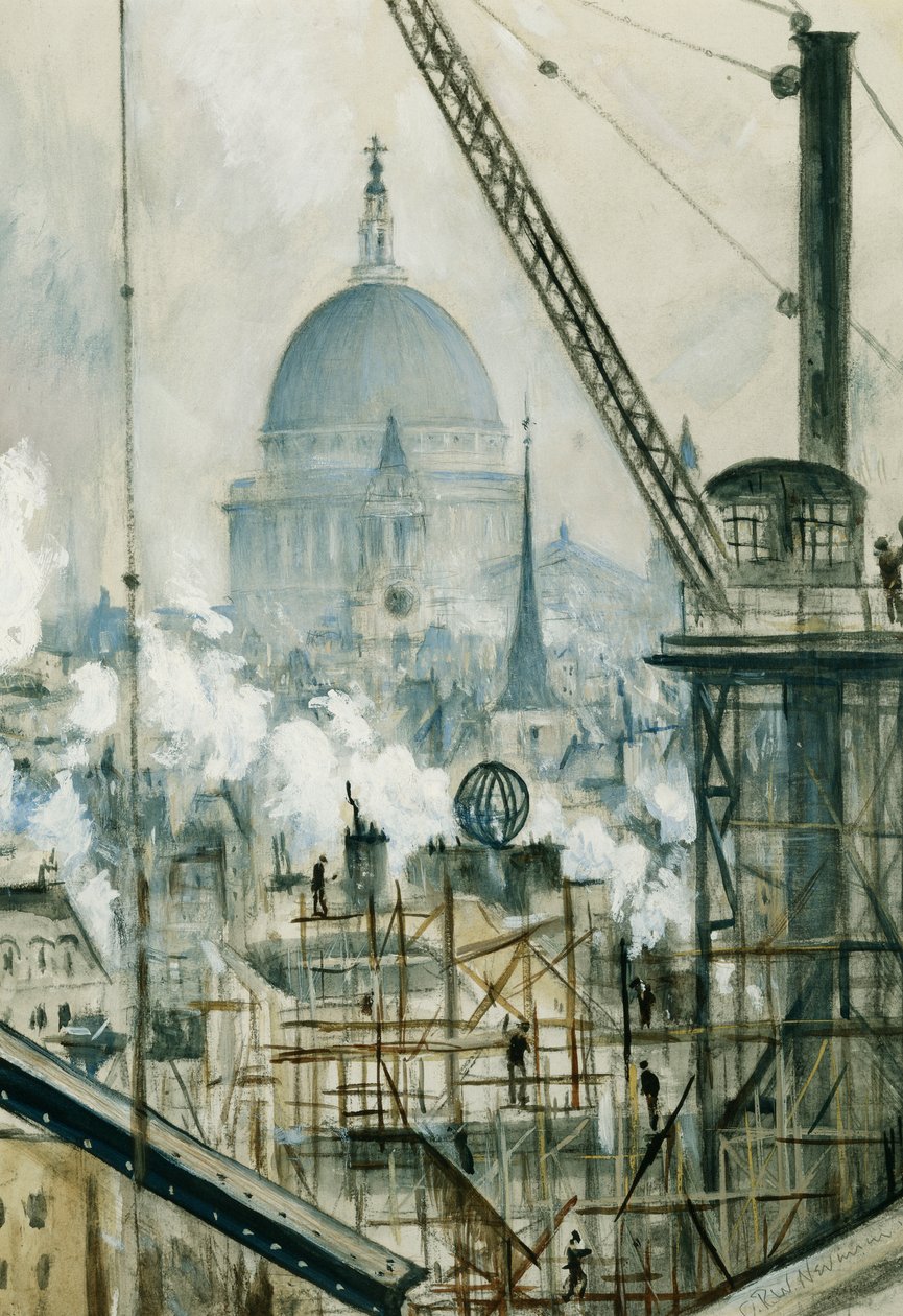 Saint Paul depuis le bâtiment du télégraphe, Fleet Street - Christopher Richard Wynne Nevinson