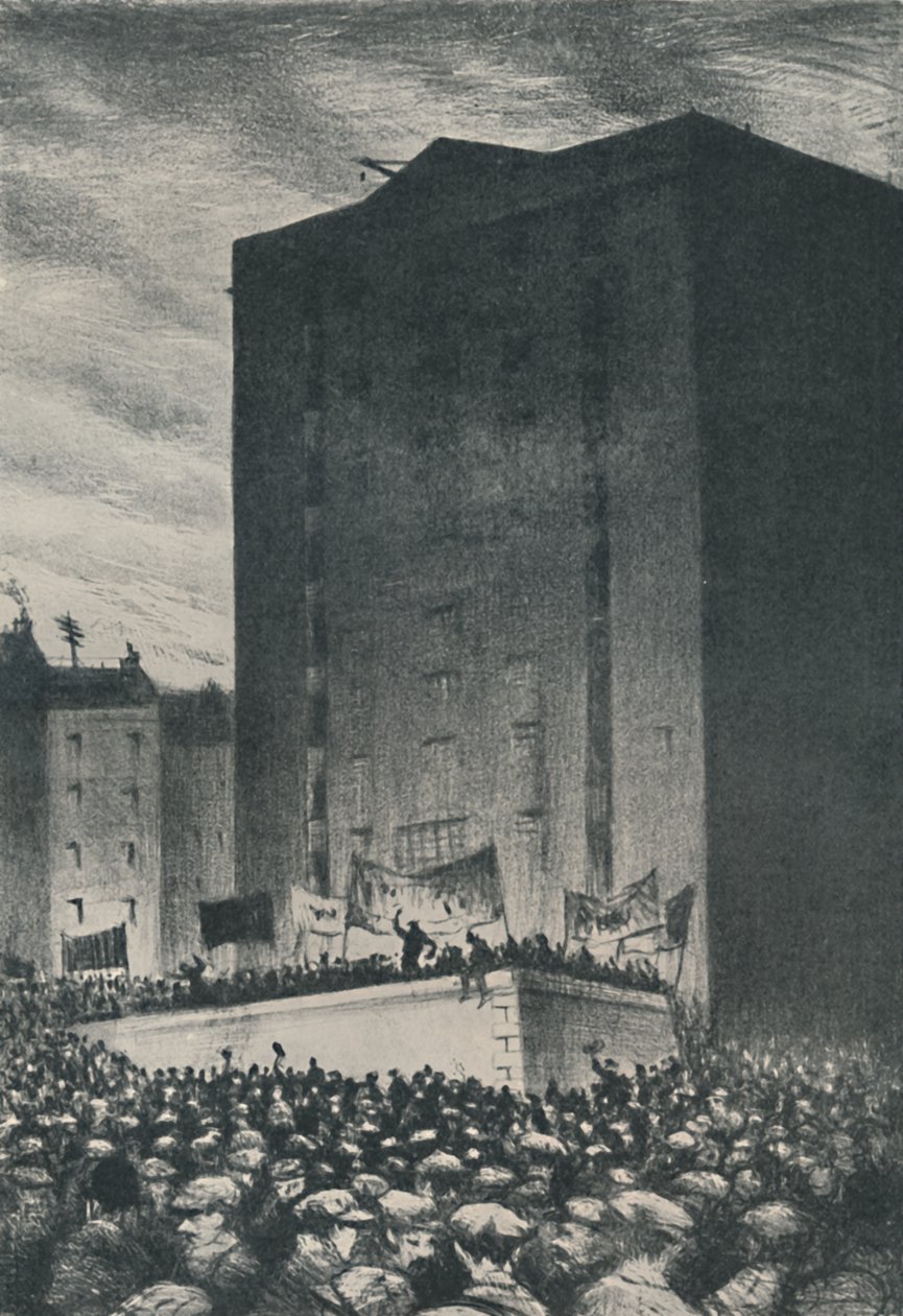 La grève des chemins de fer - Réunion sur Tower Hill, 1919, 1920 - Christopher Richard Wynne Nevinson
