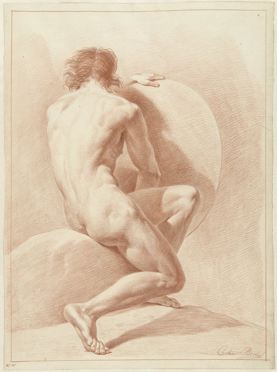 Homme nu assis, vu de dos - Chrétien Dubois