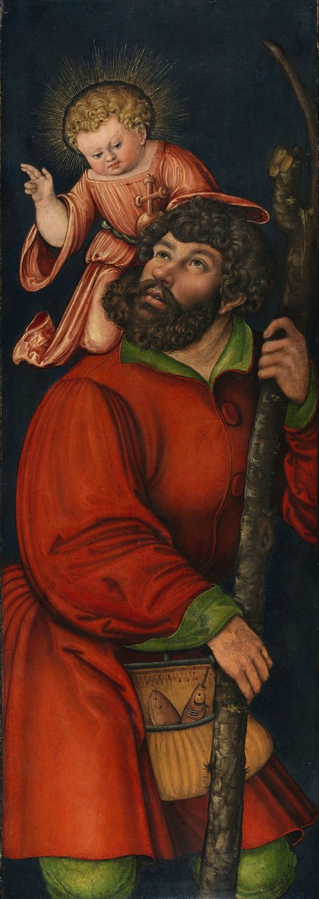 Allemand : Der heilige Christophorus Saint Christopher - Circle of Lucas Cranach the Elder