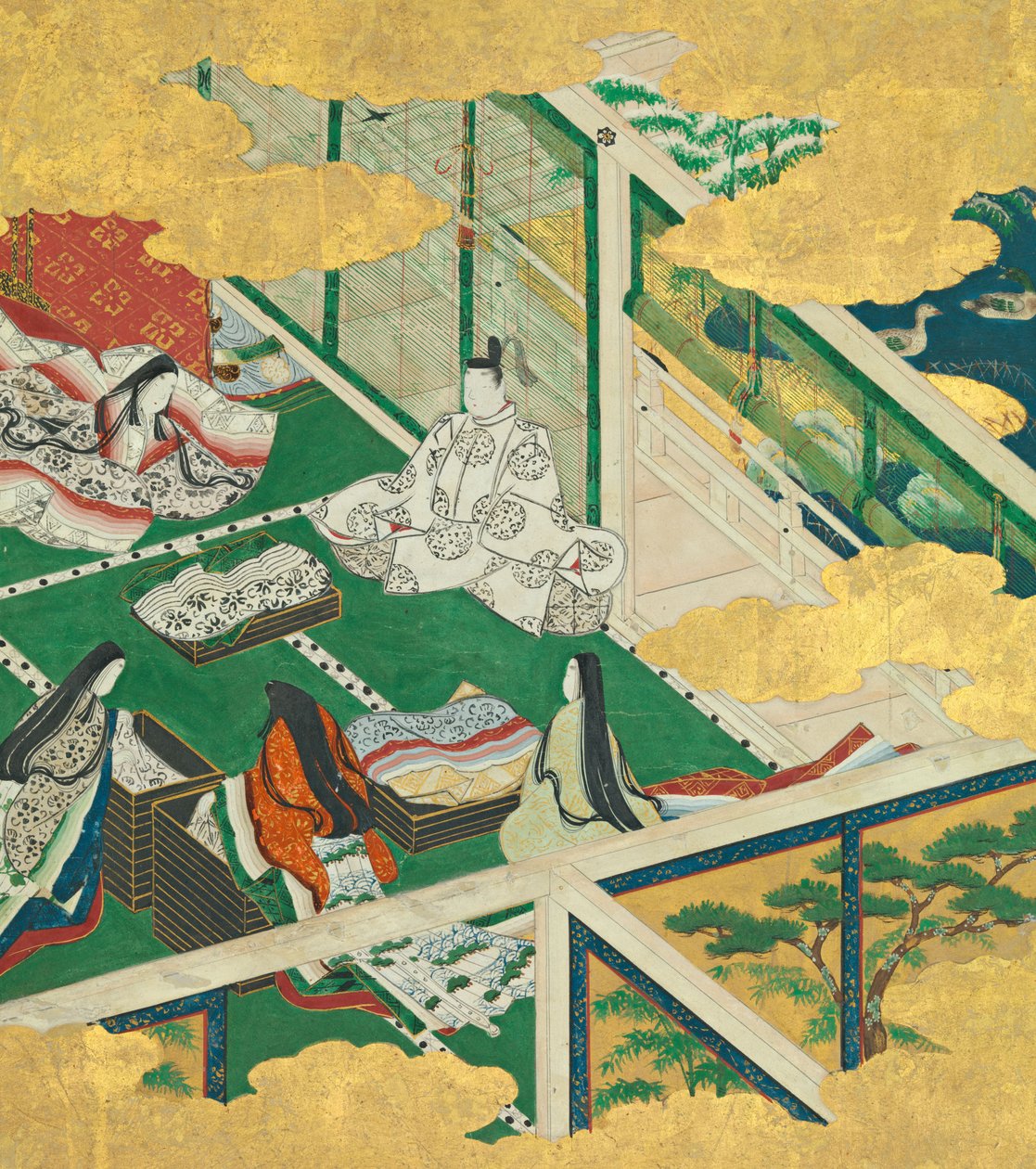 Une belle guirlande Tamakazura, 17ème siècle - Circle of Tosa Mitsuyoshi