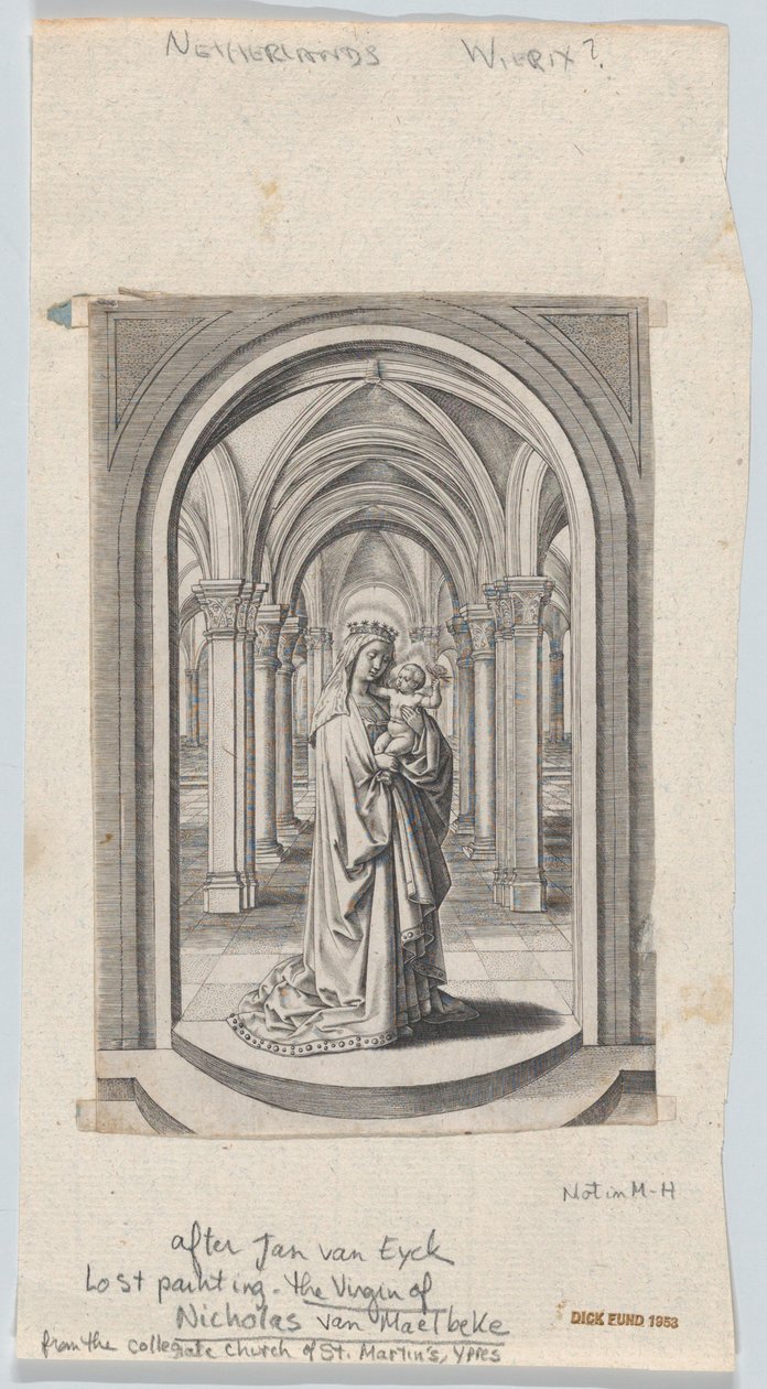Vierge et Enfant dans une église, également connue sous le nom de Vierge de Van Maelbeke, 1575-1585 - Circle of the Brothers Wierix.