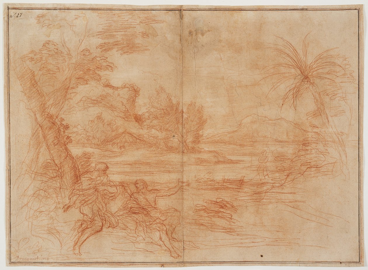 Johannes der Täufer offenbart Christus den Heiligen Petrus und Andreas (recto); Heidnisches Opfer (verso) - Ciro Ferri