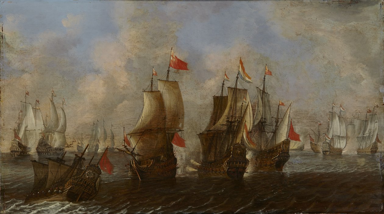 Bataille navale entre navires anglais et néerlandais - Claes Claesz. Wou