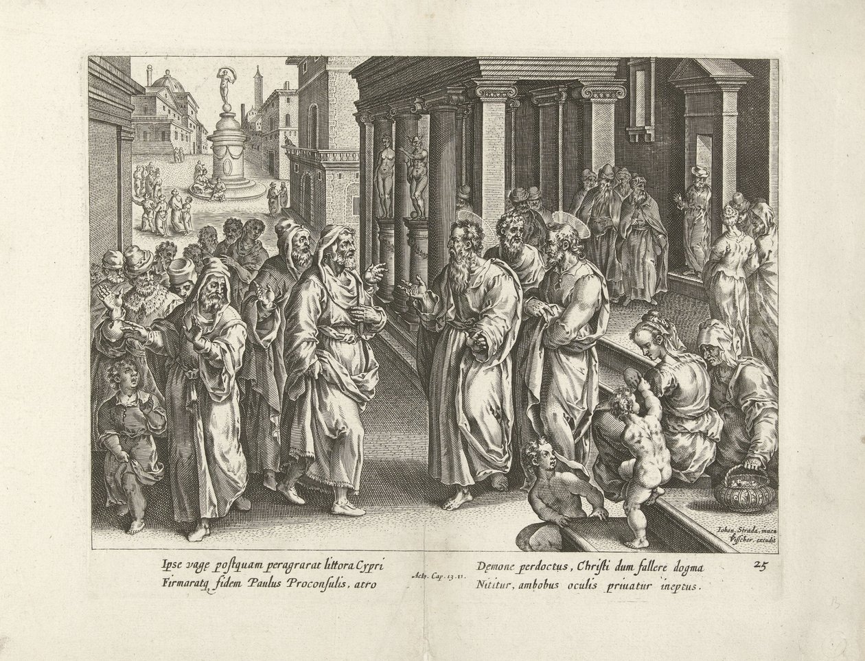 Paul discute avec le magicien Elymas (Handelingen van de apostelen, Acta Apostolorum) - Claes Jansz. Visscher (II) (workshop of)