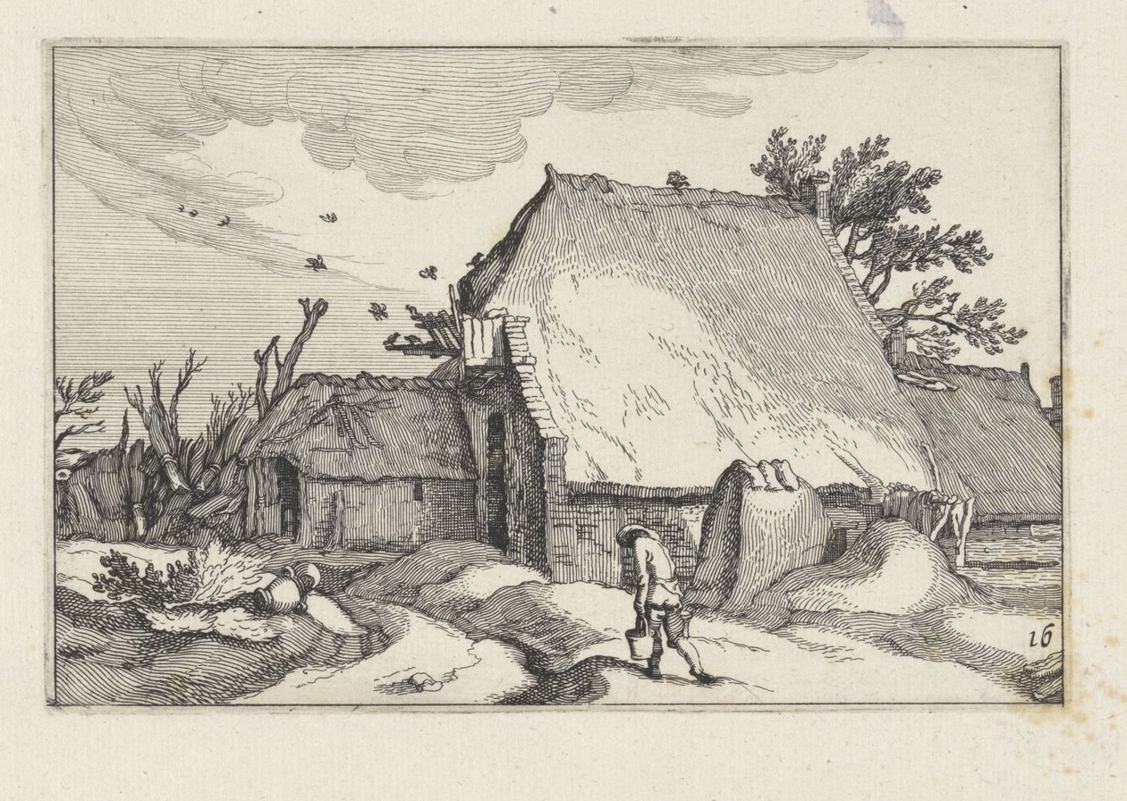 Ferme et homme avec deux seaux - Claes Jansz. Visscher (II)