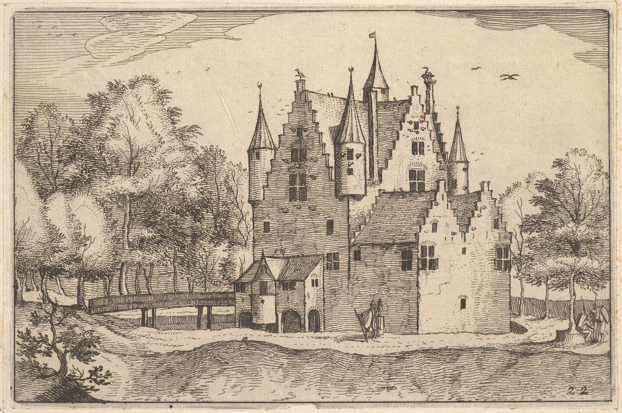 Un château, planche 22 de Regiunculae et Villae Aliquot Ducatus Brabantiae - Claes Jansz Visscher