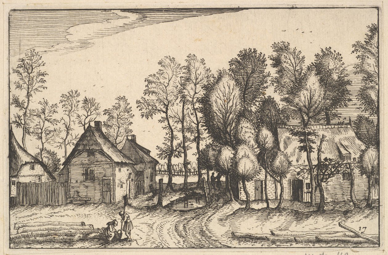 Paysage avec arbres abattus, planche 17 de Regiunculae et Villae Aliquot Ducatus Brabantiae, vers 1610 - Claes Jansz Visscher