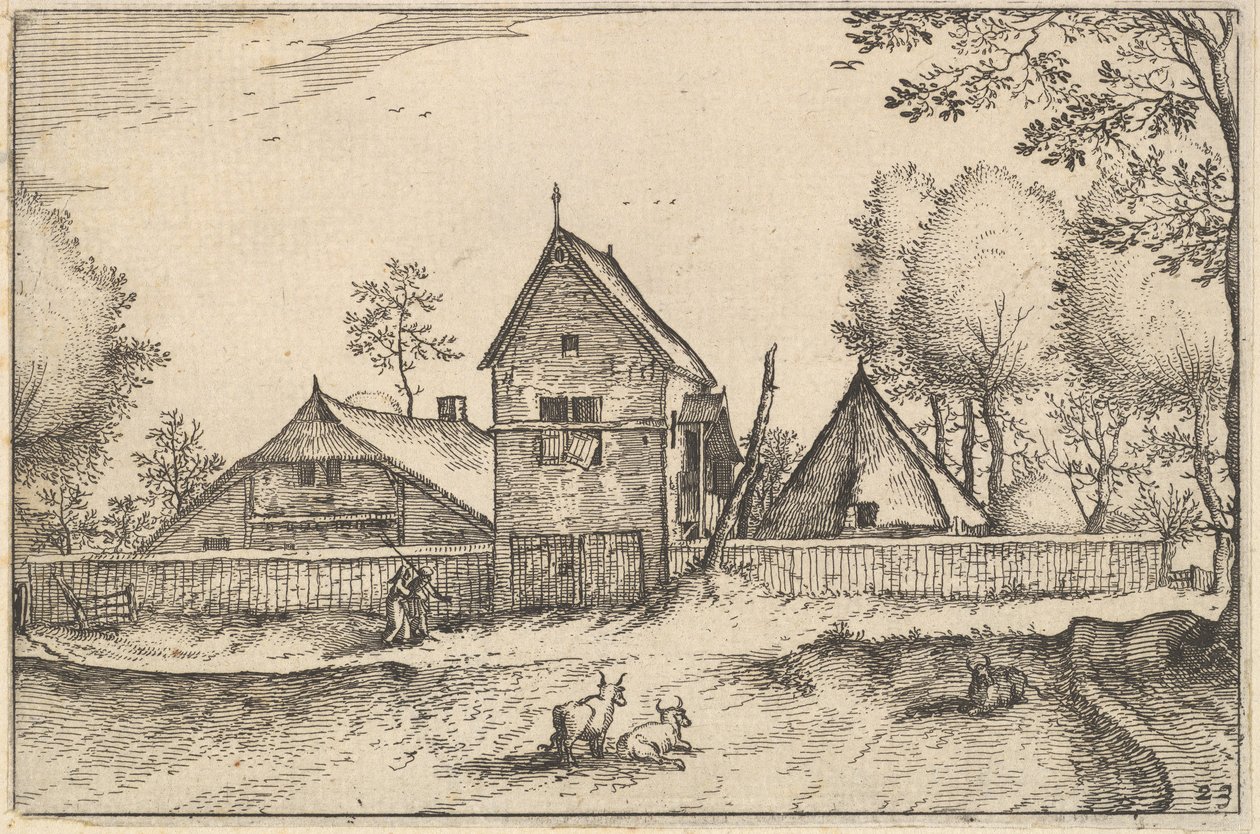 Grande ferme fortifiée, planche 23 de Regiunculae et Villae Aliquot Ducatus Brabantiae, vers 1610 - Claes Jansz Visscher