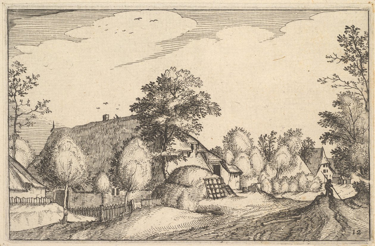 Route de village, planche 12 de Regiunculae et Villae Aliquot Ducatus Brabantiae - Claes Jansz Visscher