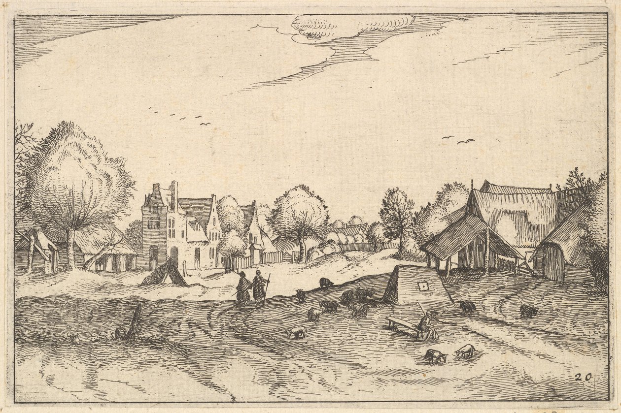 Route de village, planche 20 de Regiunculae et Villae Aliquot Ducatus Brabantiae - Claes Jansz Visscher