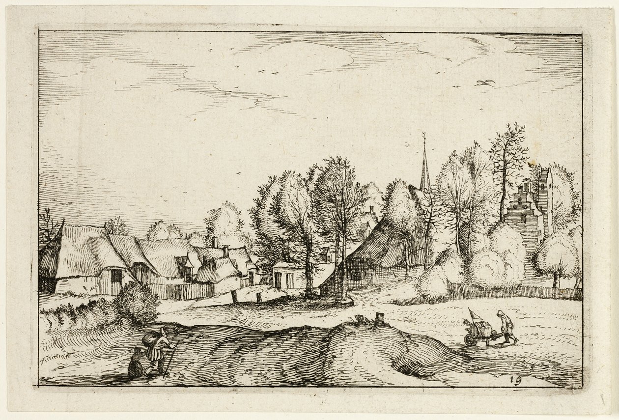Road into a Village, plate nineteen after Pictures of Farms, Country Houses and Rustic Villages (Praediorum villarum et rusticarum casularum icones) - Claes Jansz. Visscher II