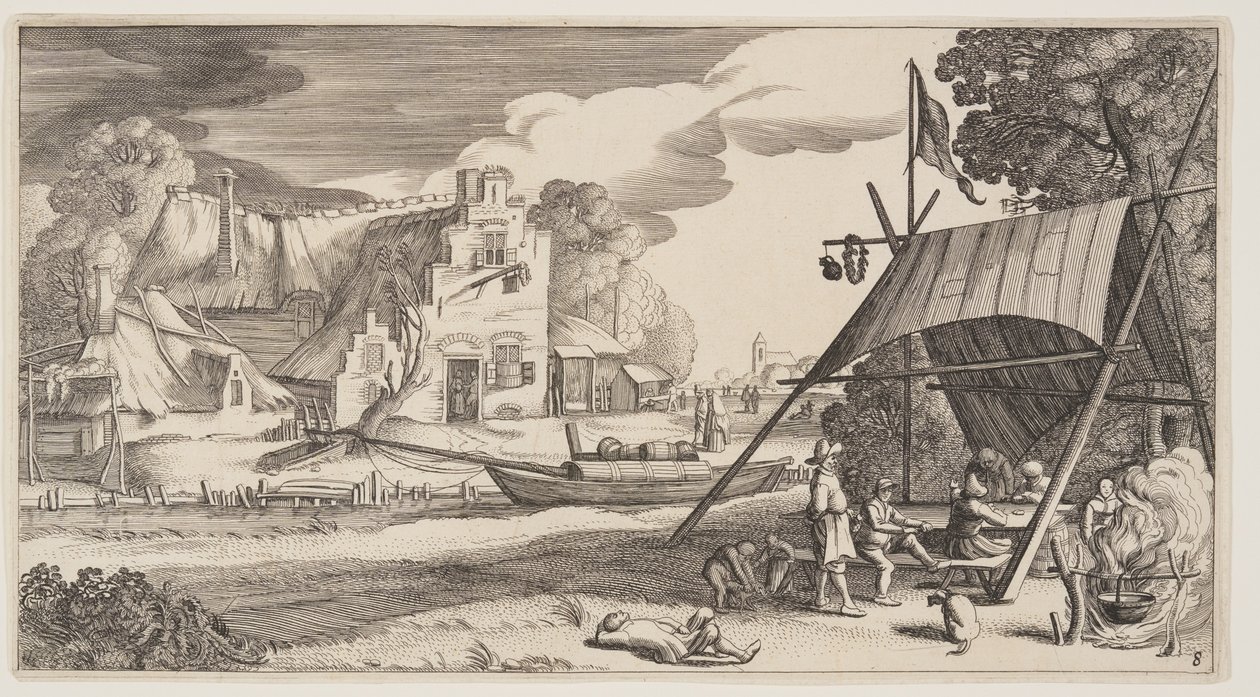 Tente avec des paysans, extrait de Paysages (Playsante Lantschappen) - Claes Jansz. Visscher II