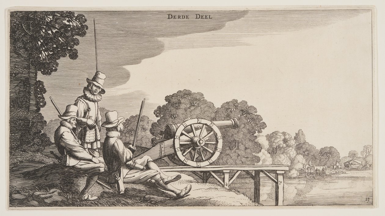 Les trois artilleurs, extrait de Paysages (Playsante Lantschappen) - Claes Jansz. Visscher II