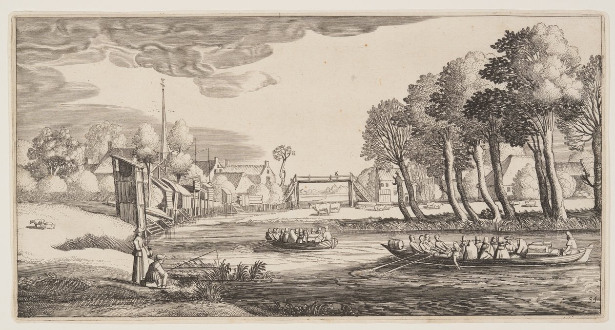 Voyageurs en barques à l