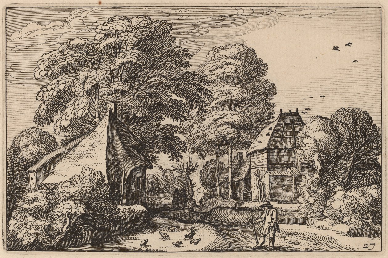 Route avec grange et cottages - Claes Jansz Visscher after Johannes van Doetechum, the Elder after Lucas