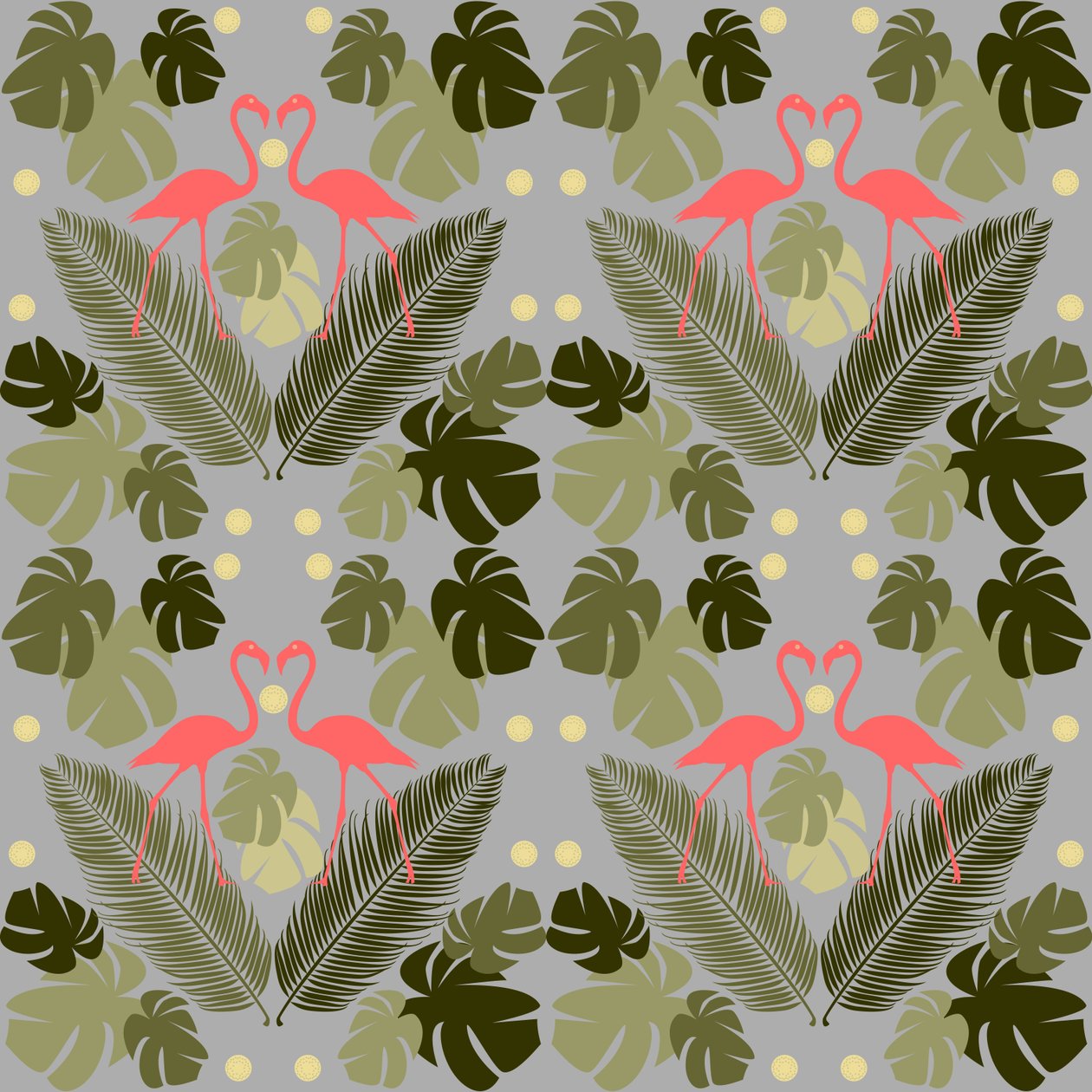Flamant et palmiers - Claire Huntley