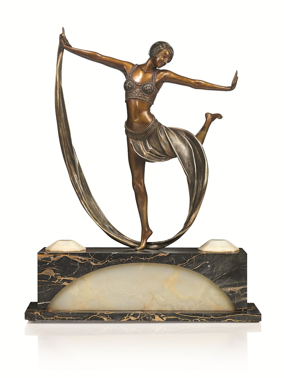Figure Art Déco avec base illuminée, 