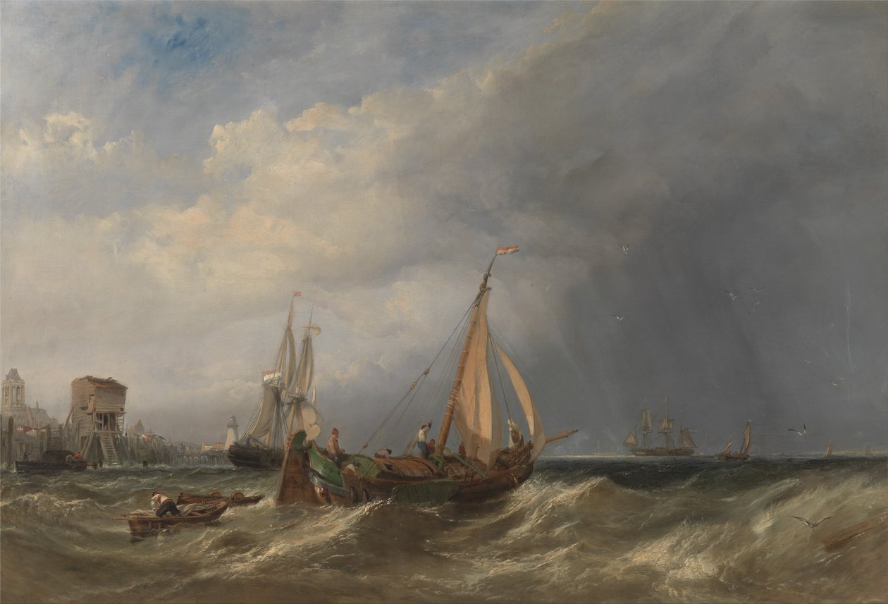 Une barge hollandaise et des marchands quittant Rotterdam - Clarkson Frederick Stanfield