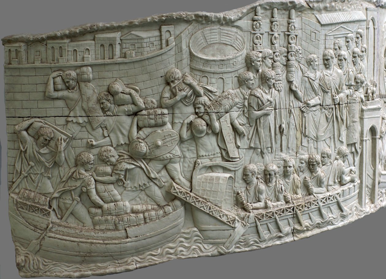 Les galères romaines. Détail du relief de la colonne de Trajan - Classical Antiquities