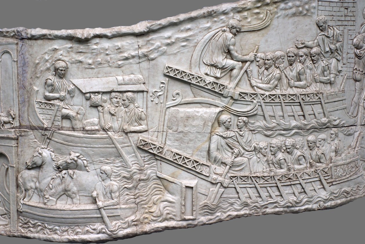 Les galères romaines. Détail de relief de la Colonne de Trajan - Classical Antiquities