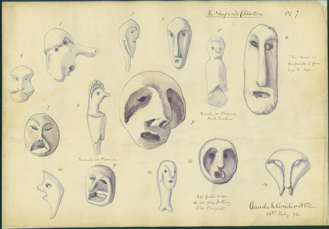 Idoles de la collection de M. Shapira, planche 7, 1872 - Claude Conder