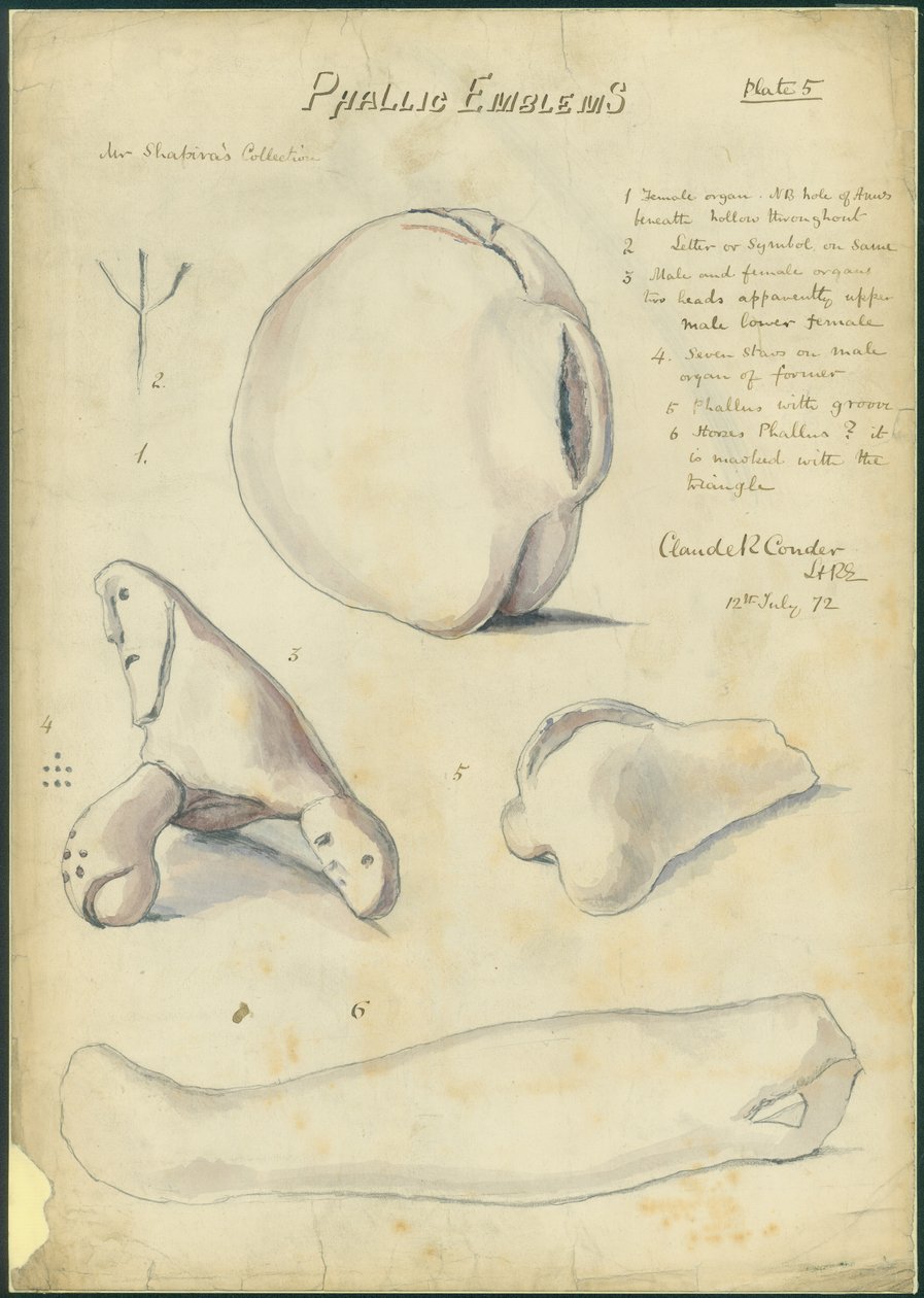 Emblèmes phalliques, collection de M. Shapira, planche 5, 1872 - Claude Conder
