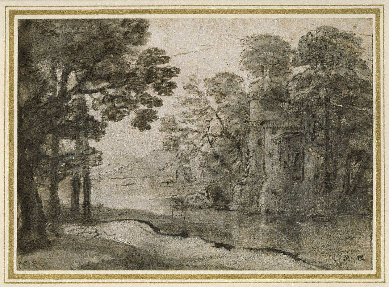 Moulin à eau parmi les arbres, vers 1635-38 - Claude Lorrain