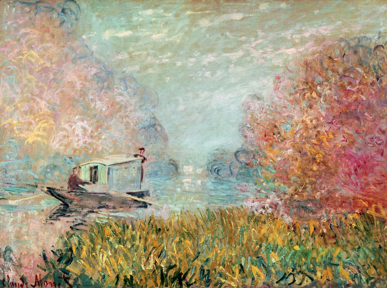 Le studio de bateau sur la Seine, 1875 - Claude Monet