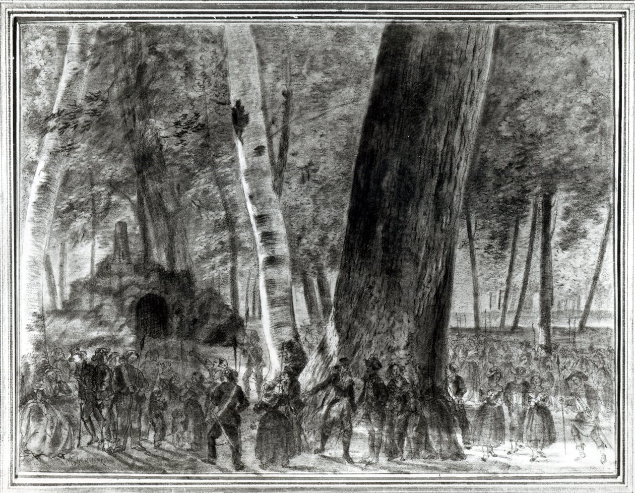 Le Corps de Jean Paul Marat (1743-93) dans le Jardin du Club des Cordeliers - Claude Noel Thevenin