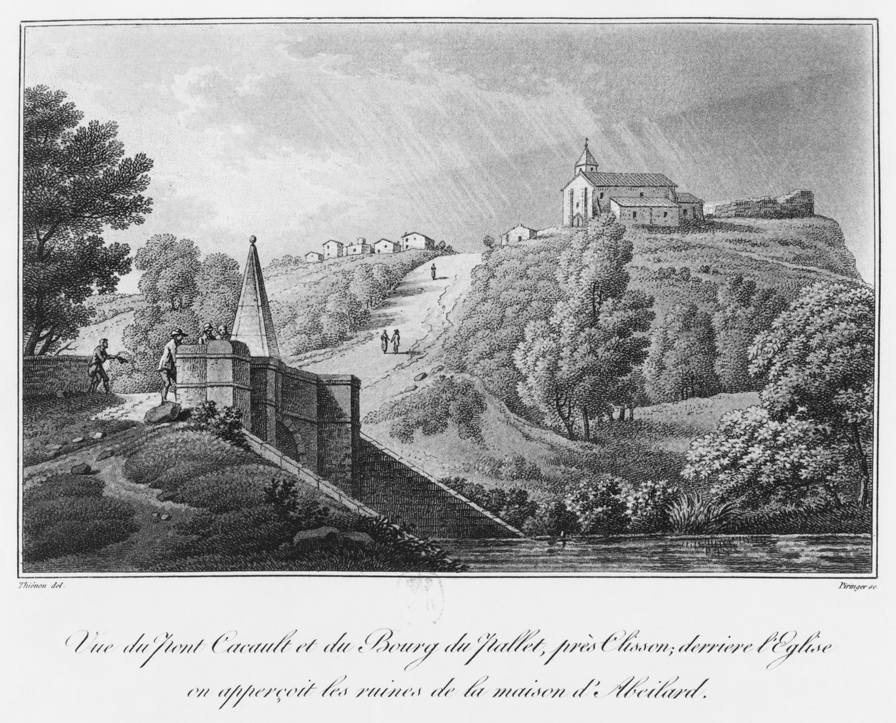 Vue du pont Cacault et du village de Pallet, près de Clisson, ruines de la maison d