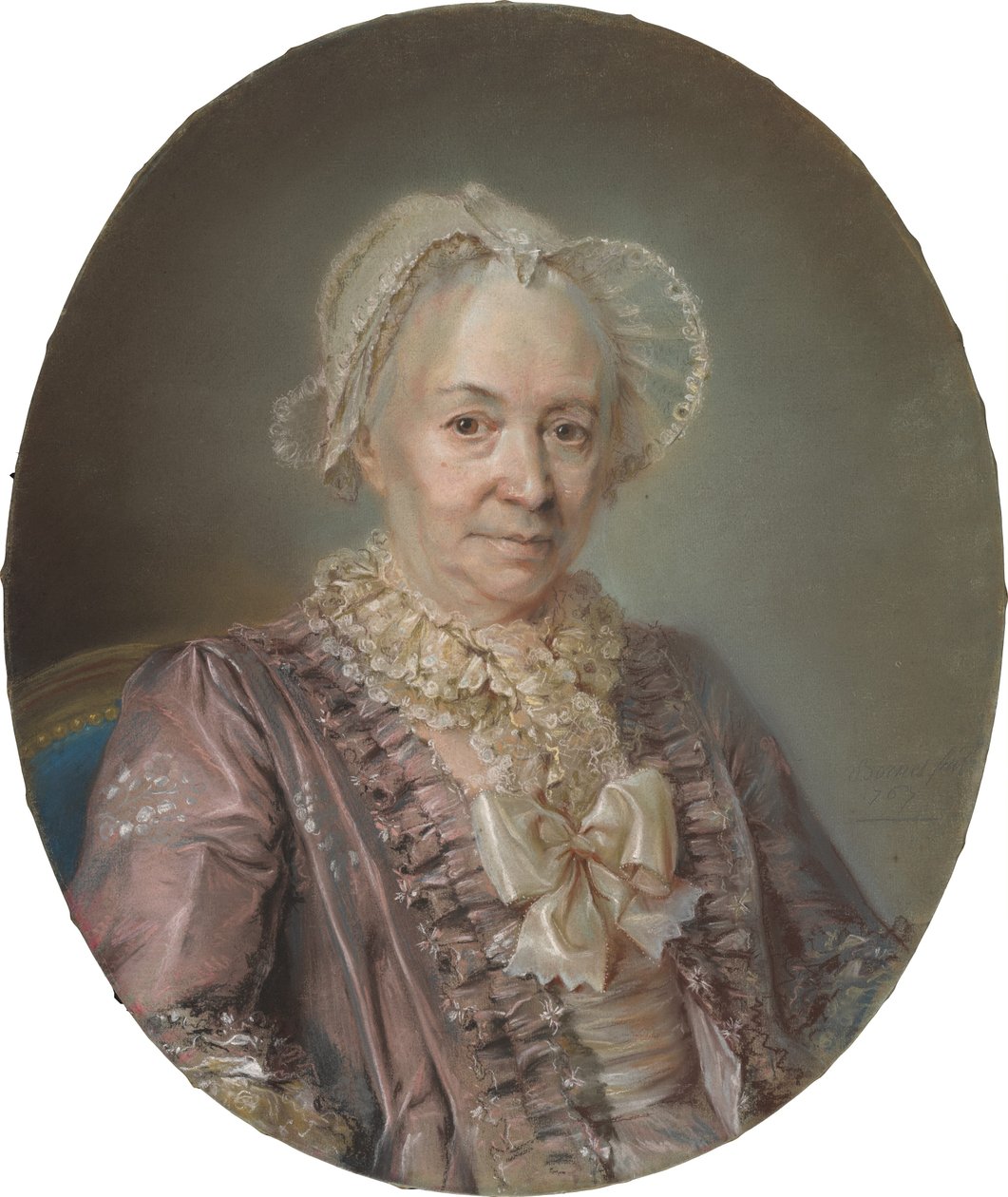 Dame âgée en robe de soie mauve - Claude Bornet