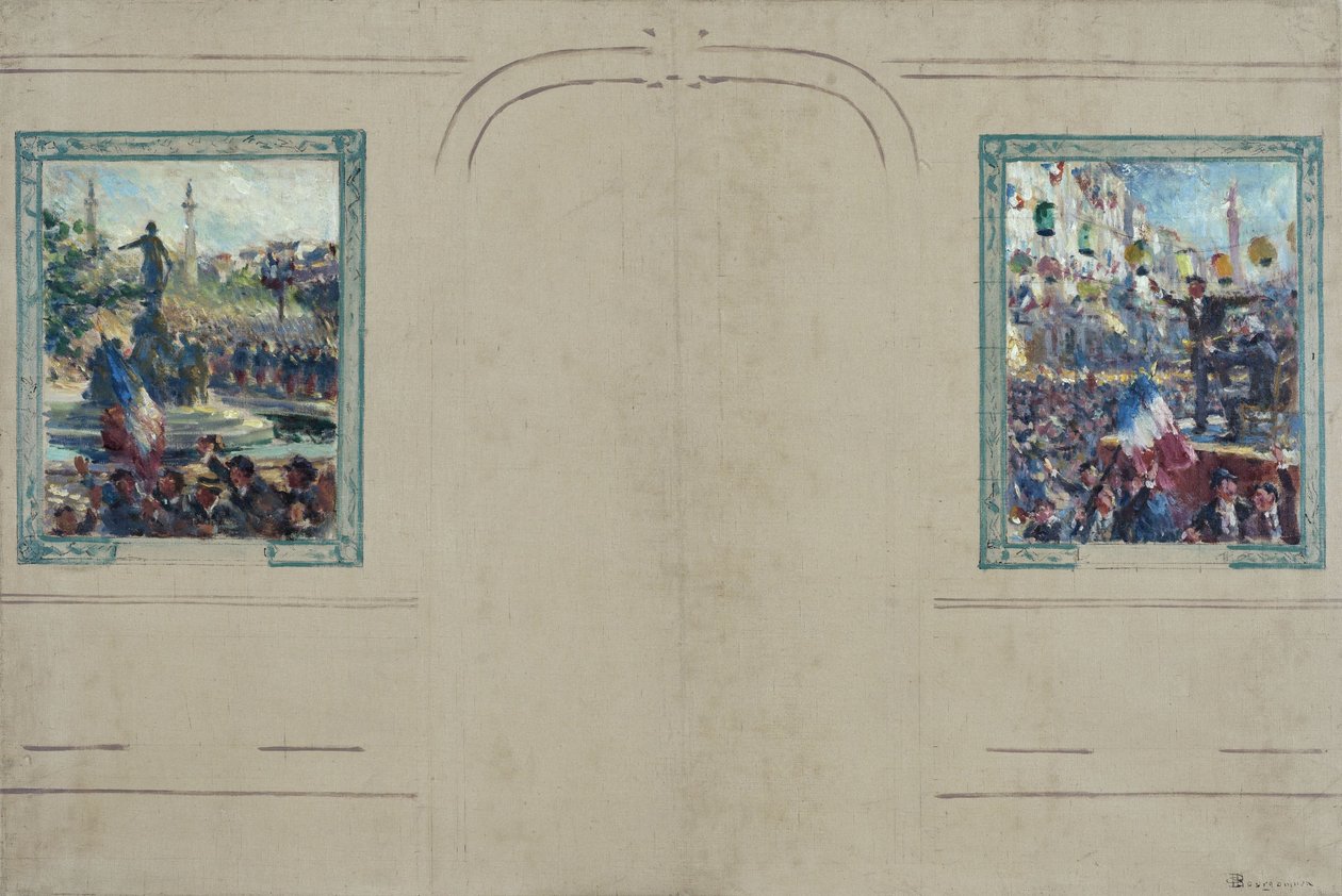 Esquisse pour la mairie du 12e arrondissement de Paris : Place de la Nation. Place de la Bastille, vers 1910 - Claude Charles Bourgonnier