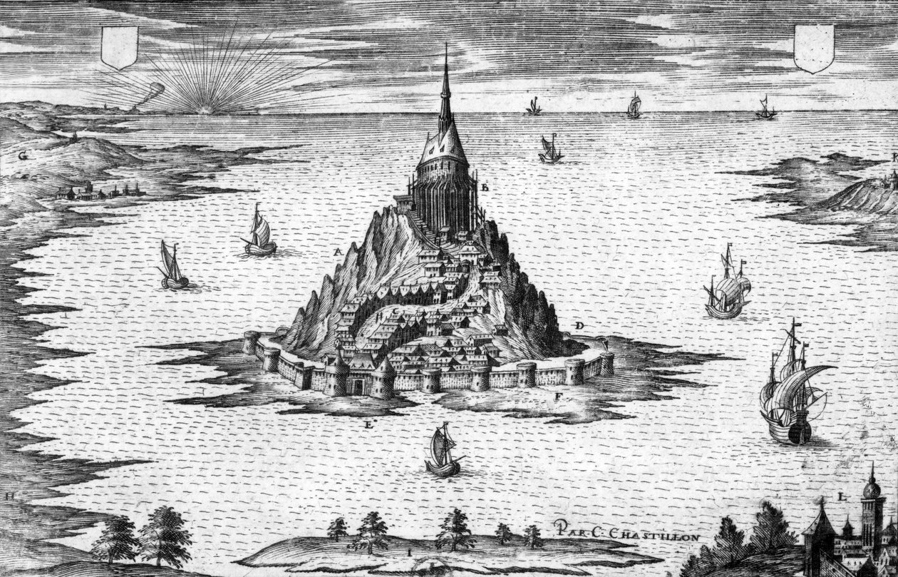 Mont Saint Michel en Normandie, gravure de Chastillon - Claude Chastillon