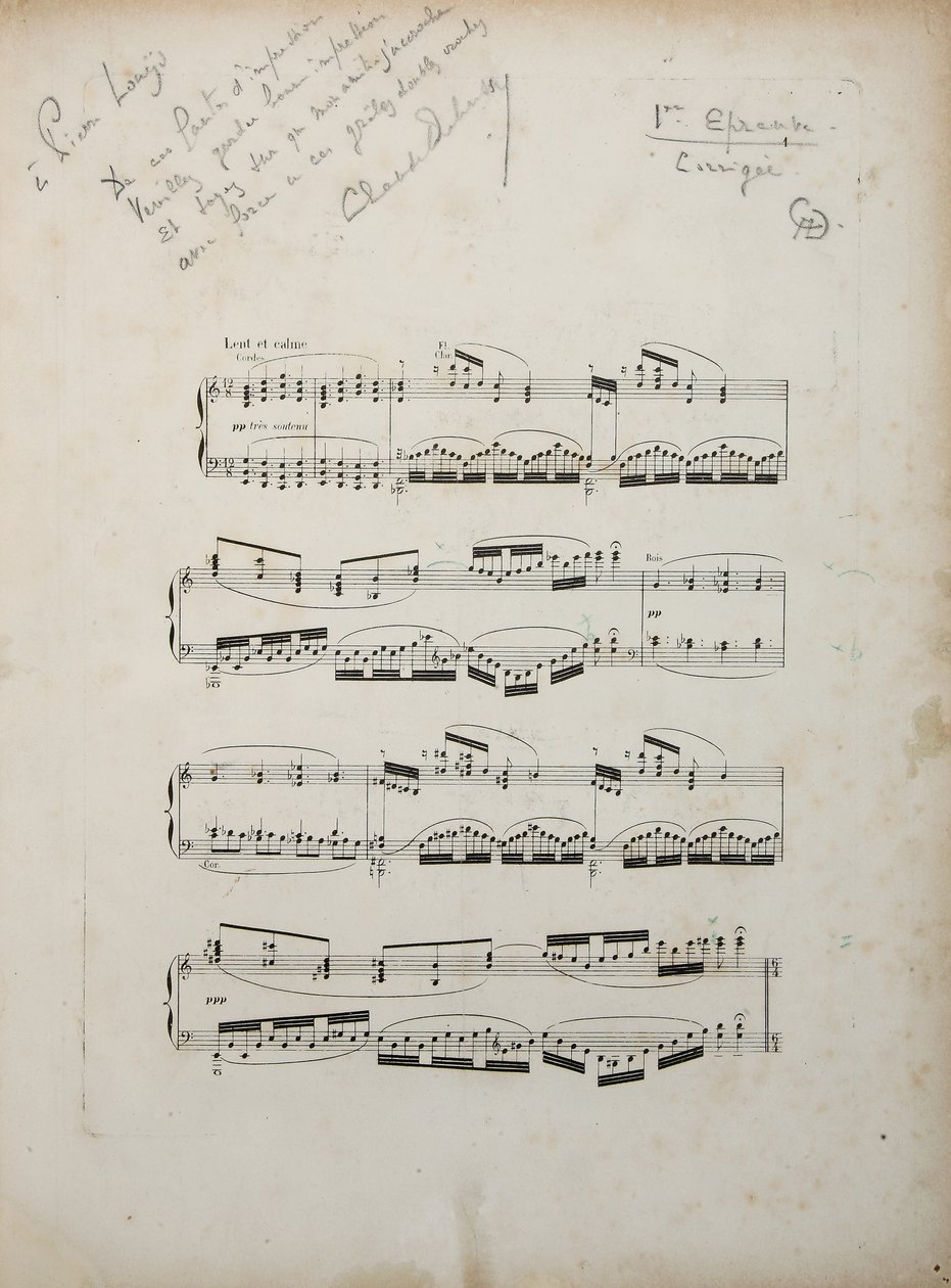 Page de la première épreuve corrigée de "La damoiselle élue", vers 1887-88 - Claude Debussy