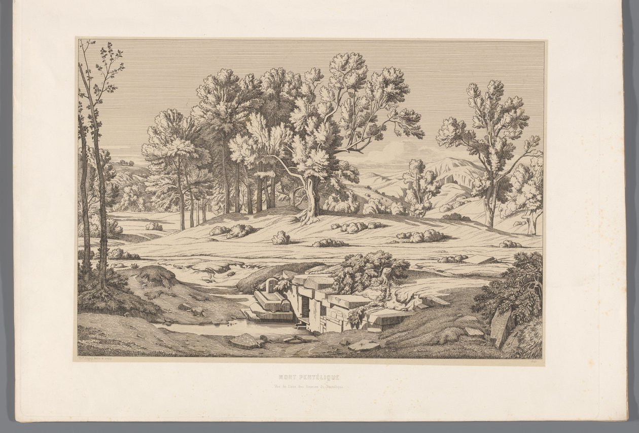 Paysage avec vue sur le mont Pentélique - Claude Félix Théodore Caruelle d