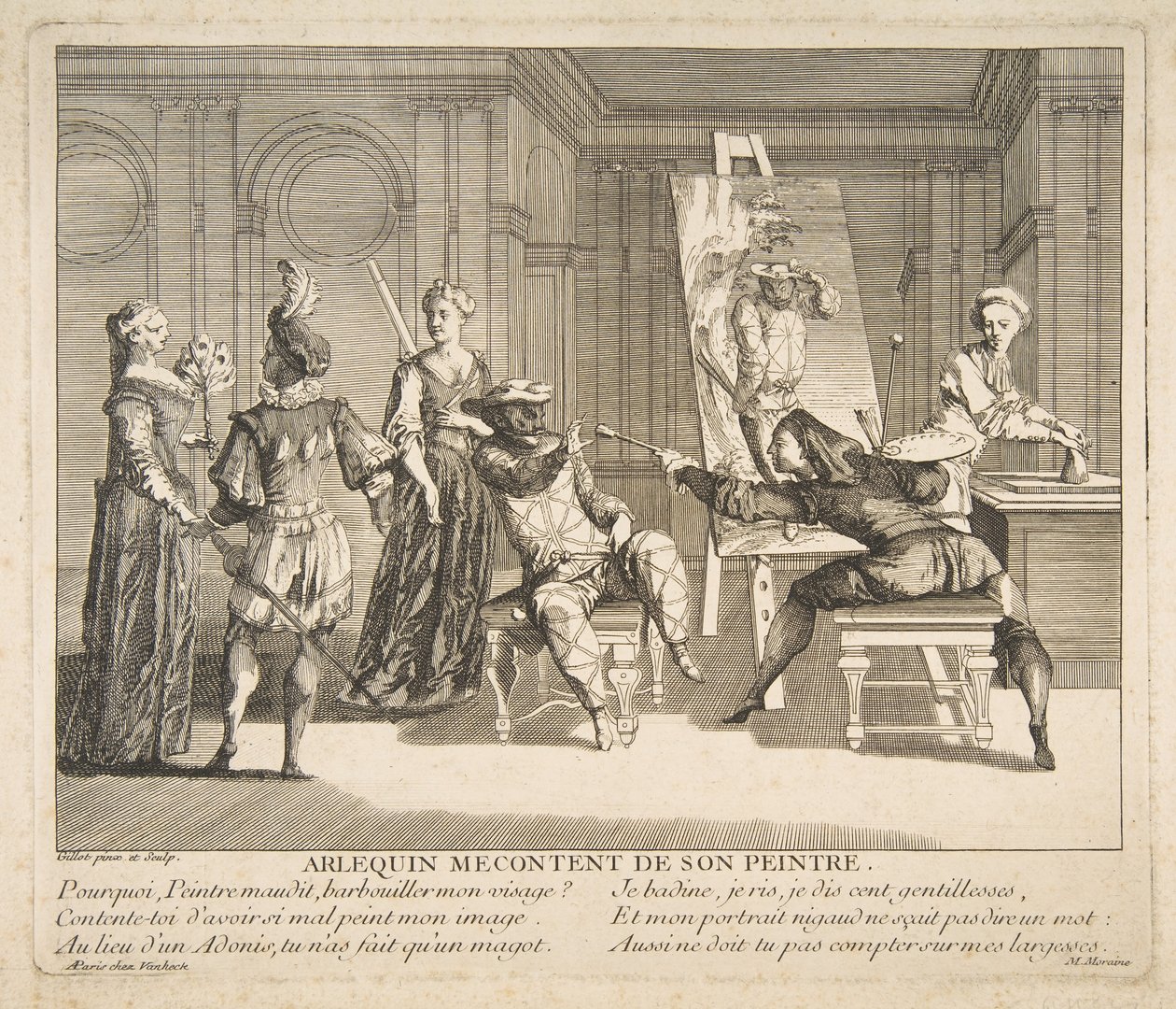 Arlequin mécontent de son peintre - Claude Gillot, Jacques Gabriel Huquier