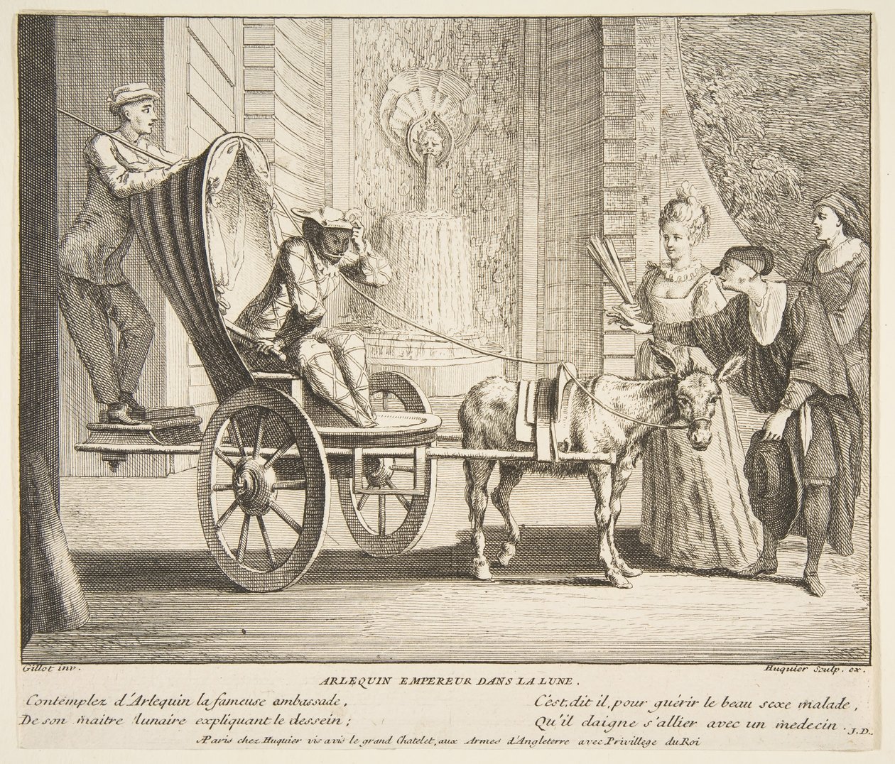 Arlequin, Empereur sur la Lune - Claude Gillot, Jacques Gabriel Huquier