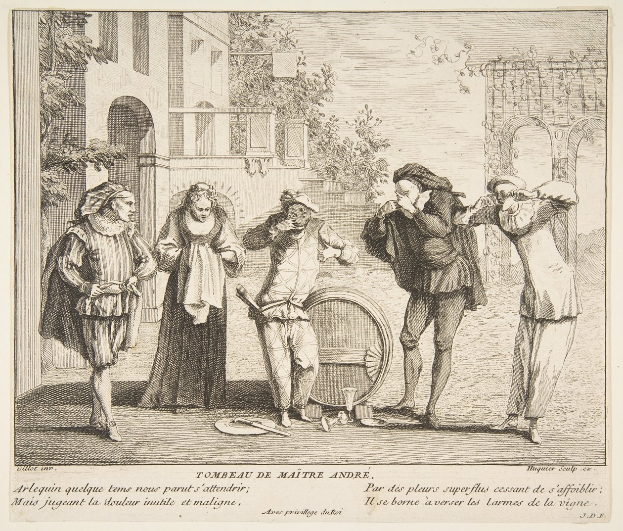 La Mort de Maître André - Claude Gillot, Jacques Gabriel Huquier