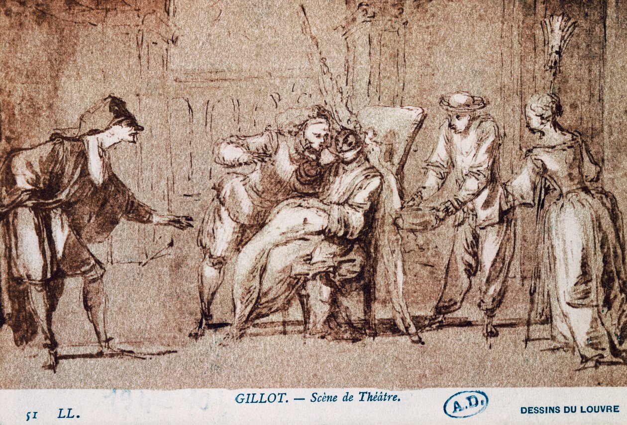 Représentation théâtrale, dessin de Claude Gillot (1673-1722) - Claude Gillot