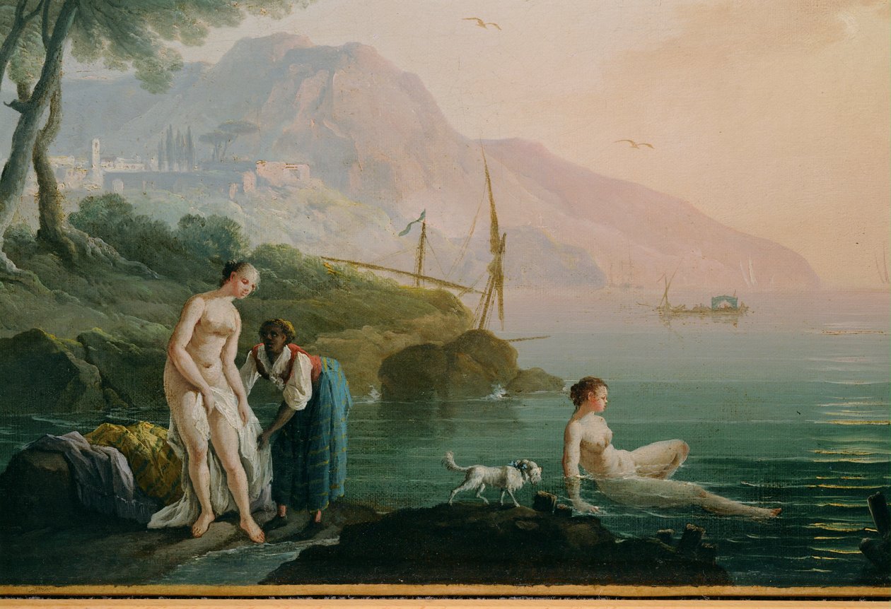 Baigneuses au bord de la mer ... (peinture sur toile) - Claude Joseph Vernet